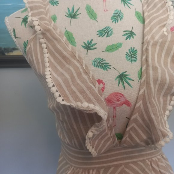 Reverse nude and white summer dress, strappy, plunging neckline (Size XS) - Picture 3 of 8